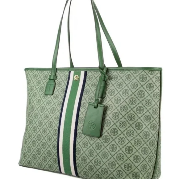 Tory Burch Green Patterned Tote - Picture 5 of 6